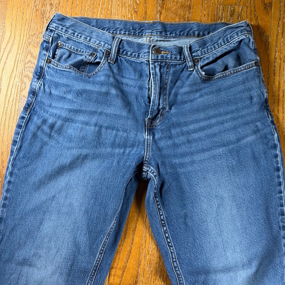 Old Navy Mens Straight Leg Jeans Blue Medium Wash Stretch Denim 36x32 - Picture 2 of 10